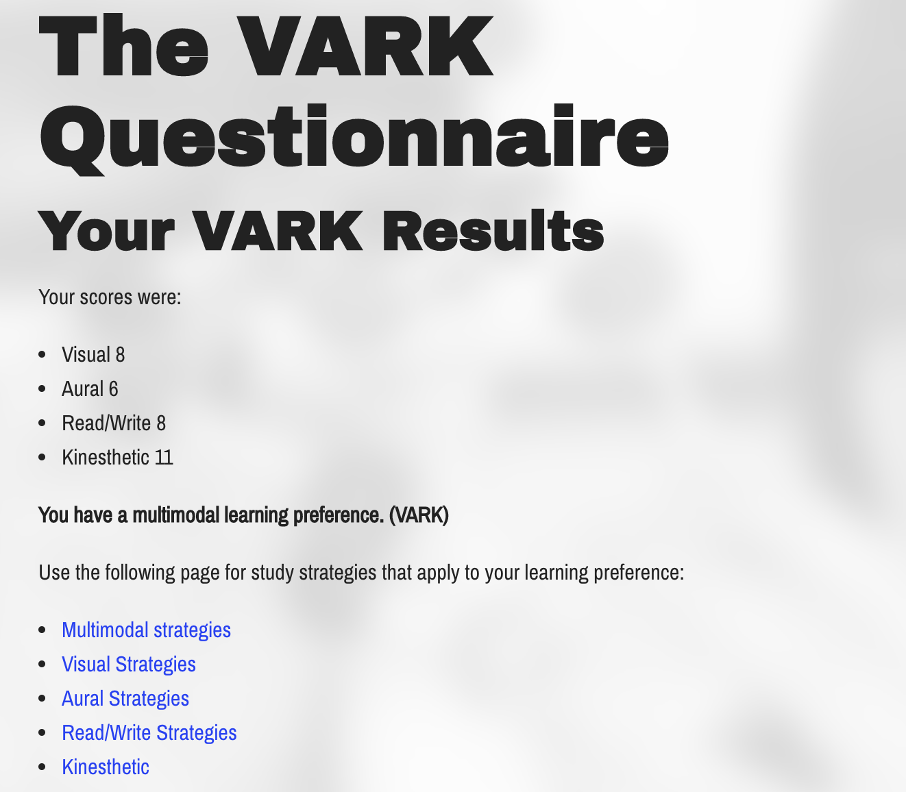 vark results